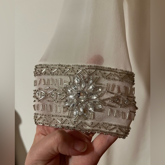 DB Studio Long sleeve white dress with beaded cuffs - Picture 5 of 5